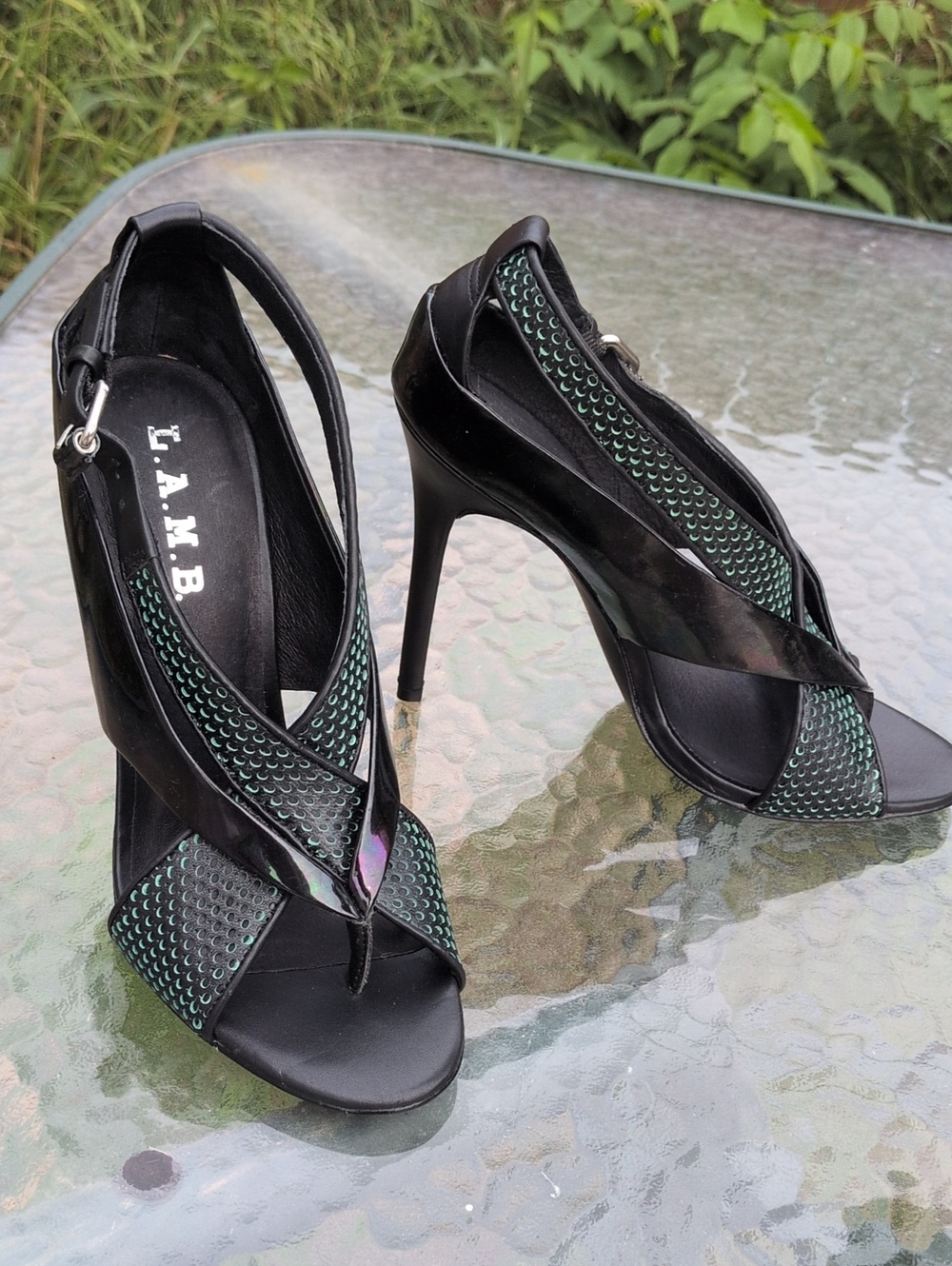 L.A.M.B.  Leather Beverlee Heels Sz 7.5